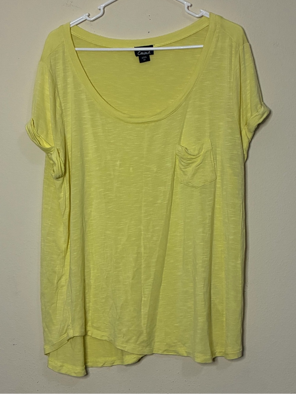 Simply Emma 2X Women's Plus Size Solid Yellow Rayon Knit Top Blouse Soft